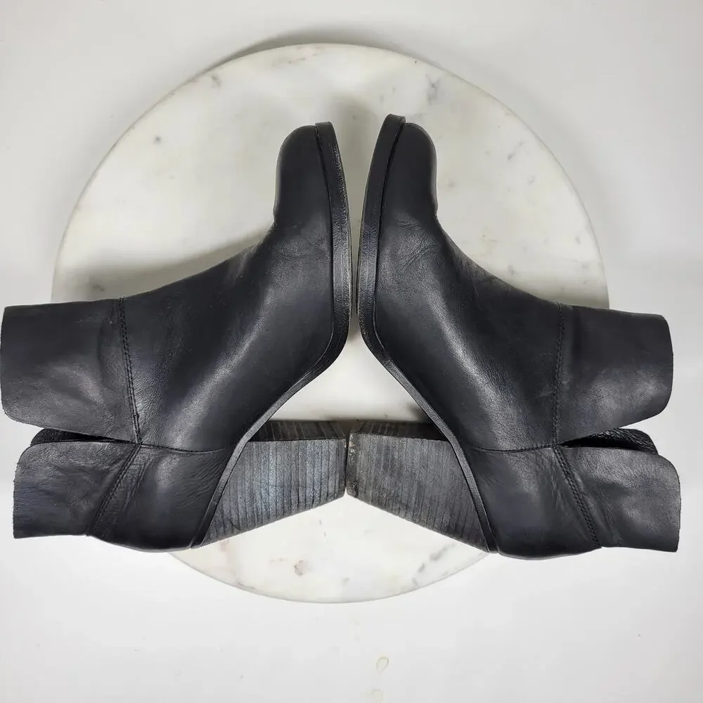 Vince‎ Camuto Helyn Ankle Boots Womens 8.5 Black Soft Leather Pull On Block Heel